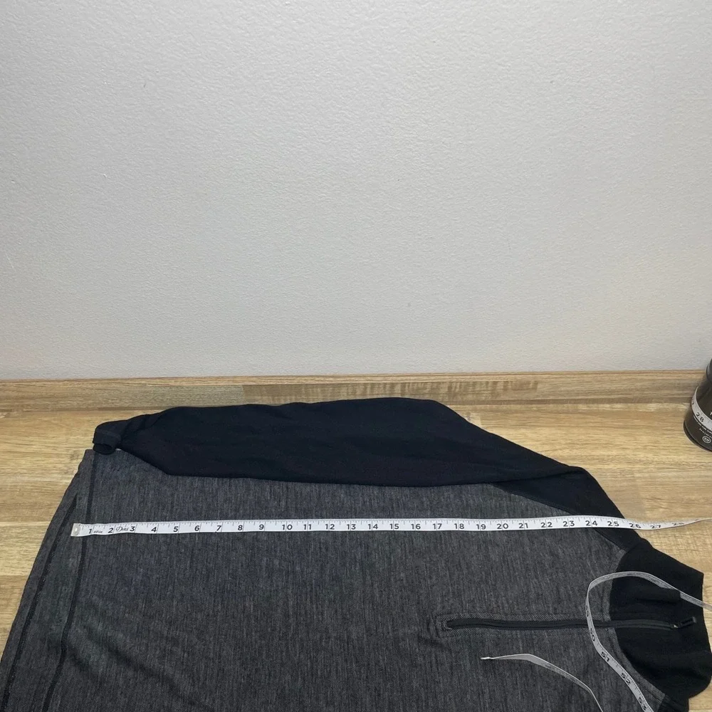 Smartwool Men Quarter Zip Pullover 100% Merino Wool Black Gray Medium Base Layer